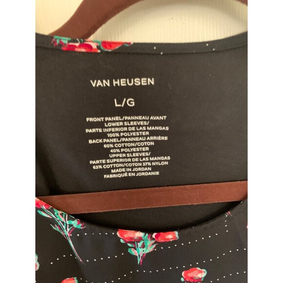 Van Heusen Womens Black Floral Bell Sleeve Top Size Large - Picture 4 of 11